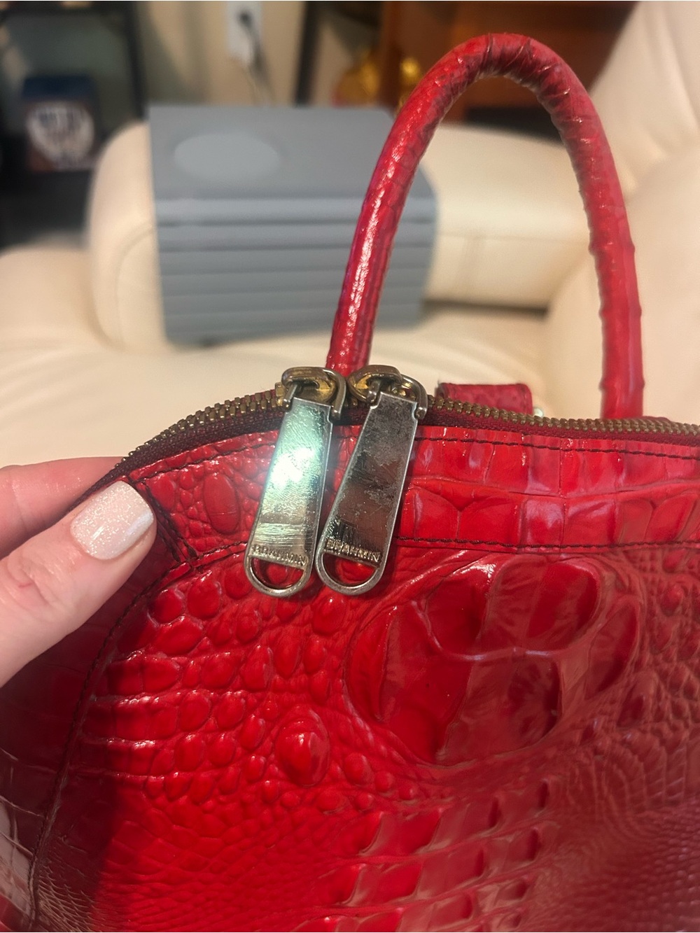 Brahmin Red Croc-Embossed Mini Backpack - Picture 3 of 5